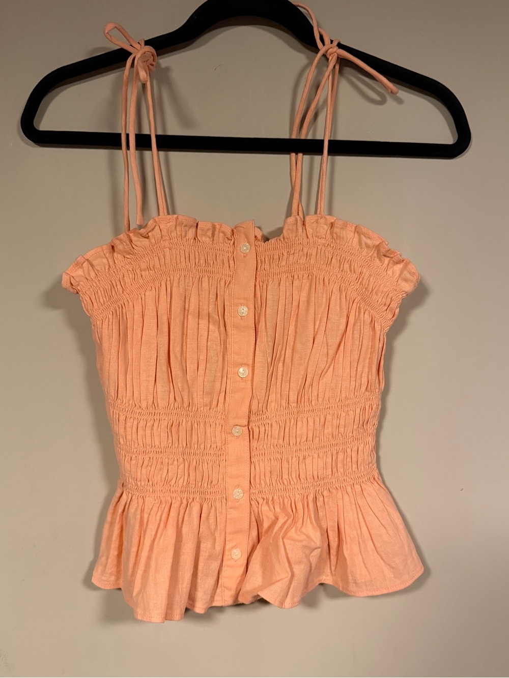 Universal Thread Peach Smocked Peplum Tie-Strap Tank